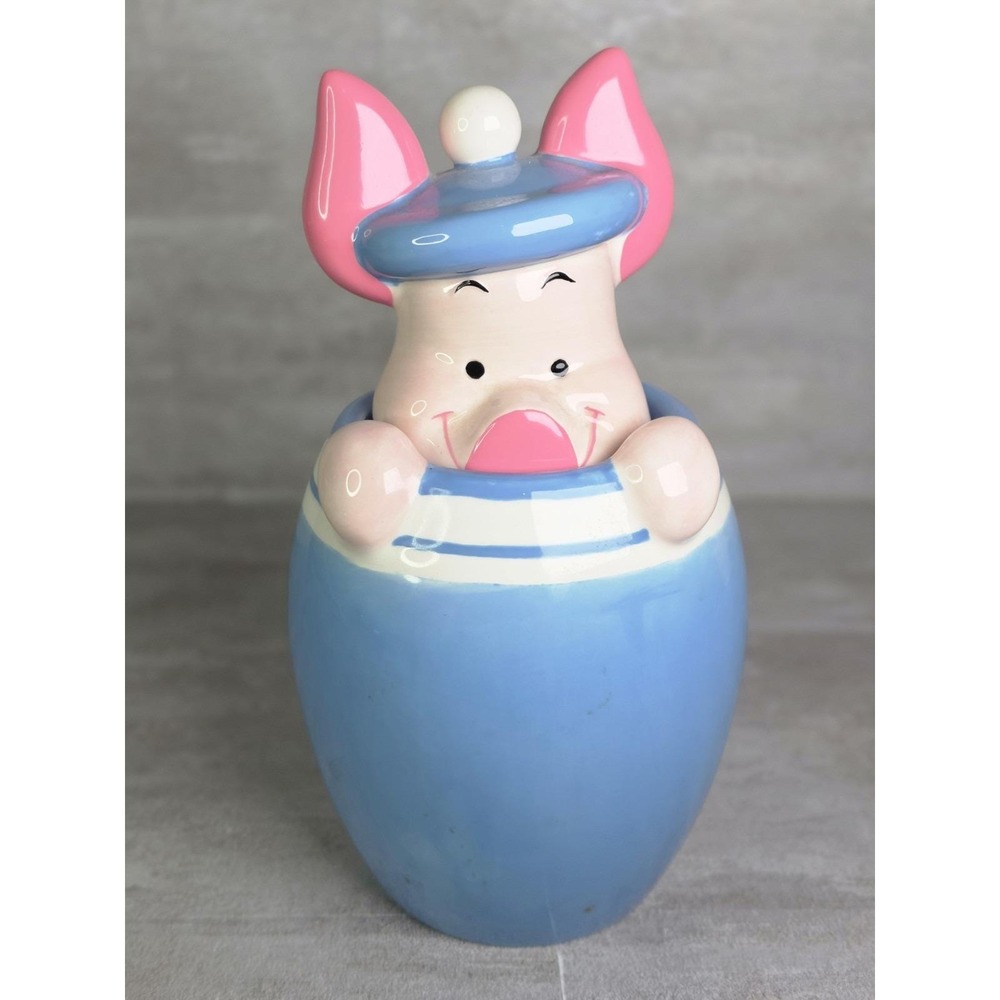 VTG Disney Winnie The Pooh & Friends Piglet Peek-A-Boo Canister Blue Cookie Jar